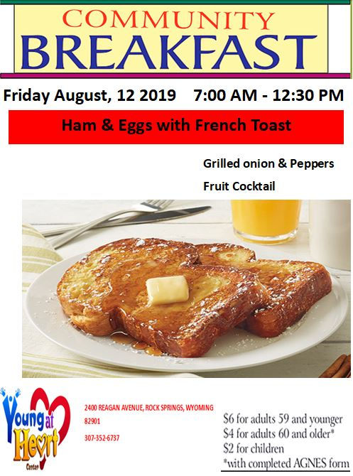 Breakfast menu with food items listed