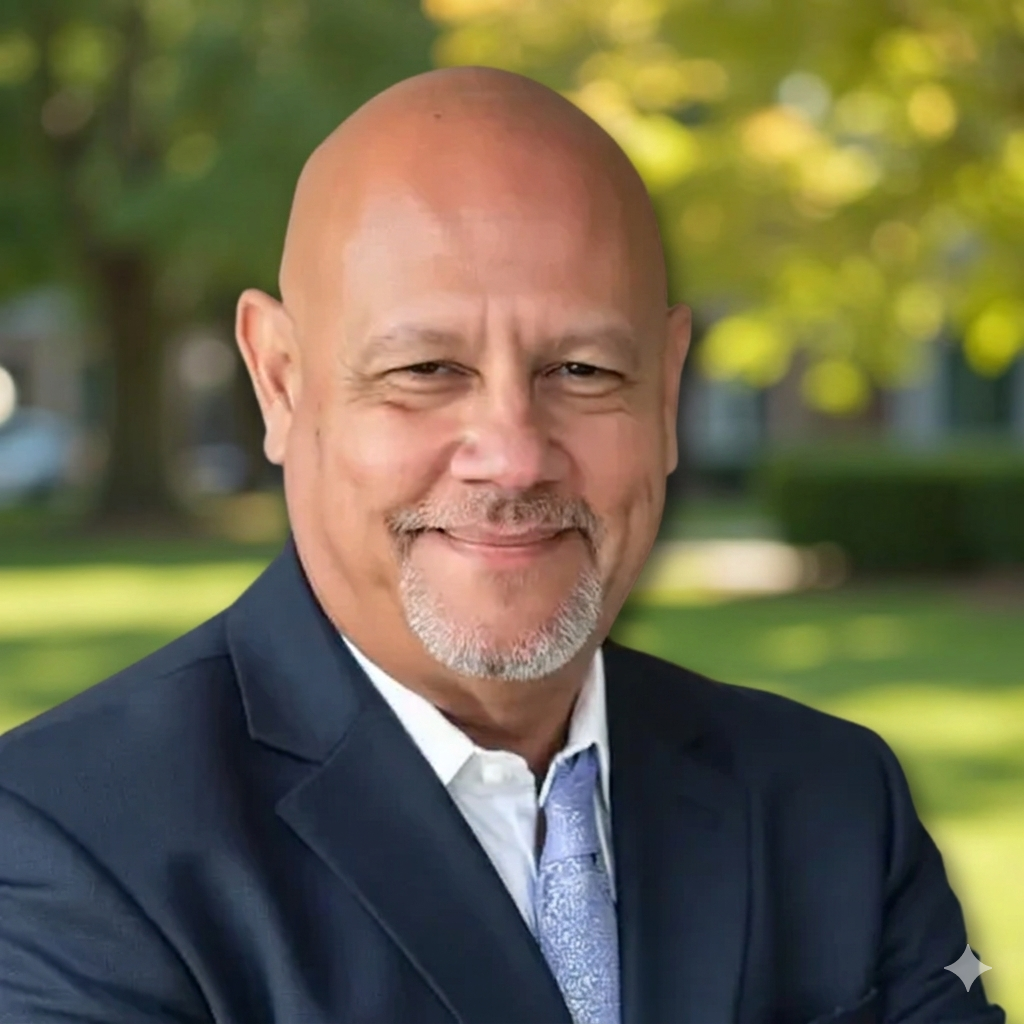 Smiling man in a suit outdoors