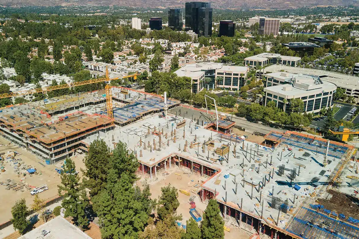 Construction site of a building under development.