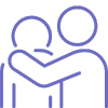 Two figures embracing in a caring interaction.