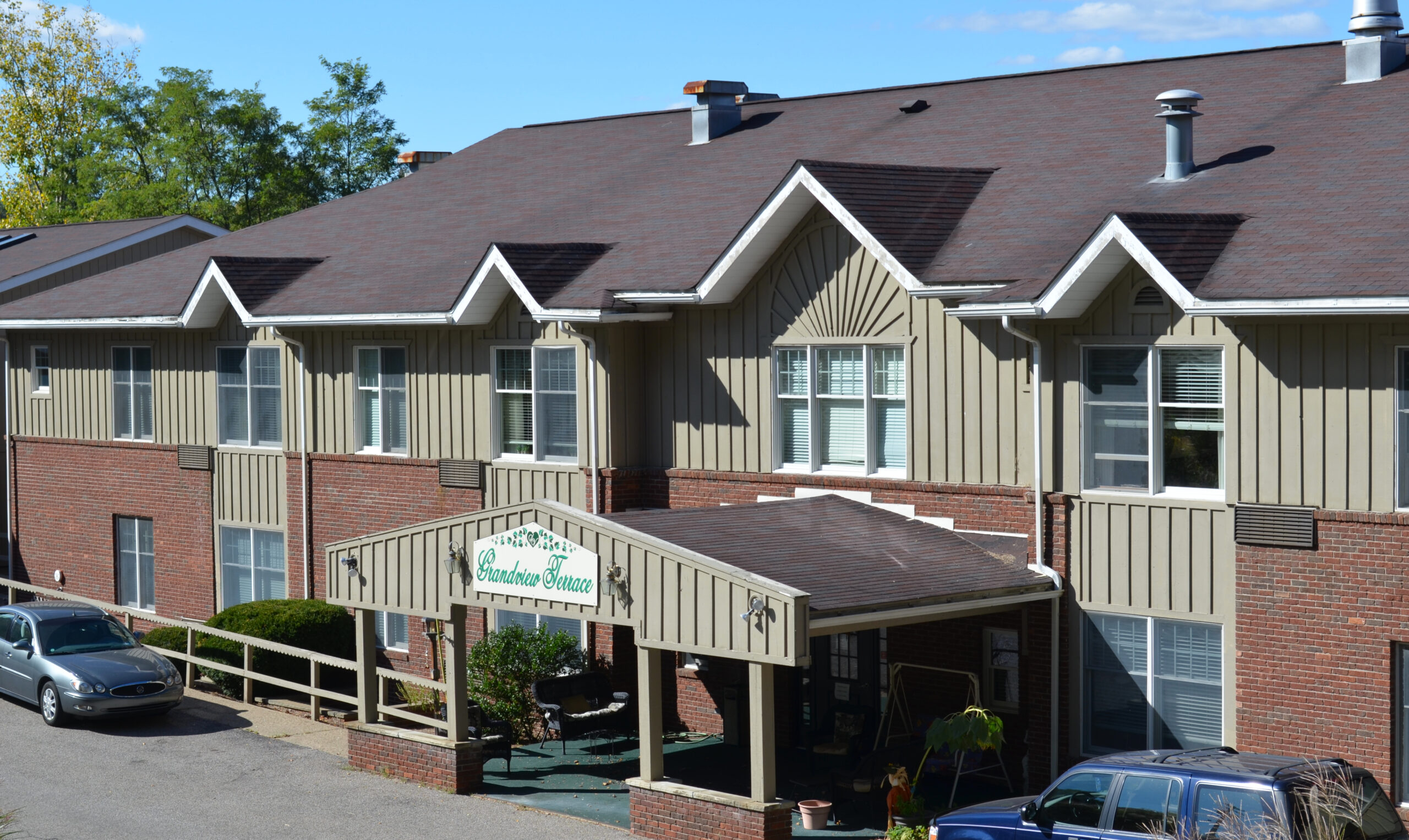 Exterior view of Serra Village facility building