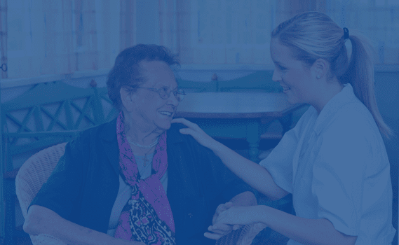 Staff member interacting with a resident