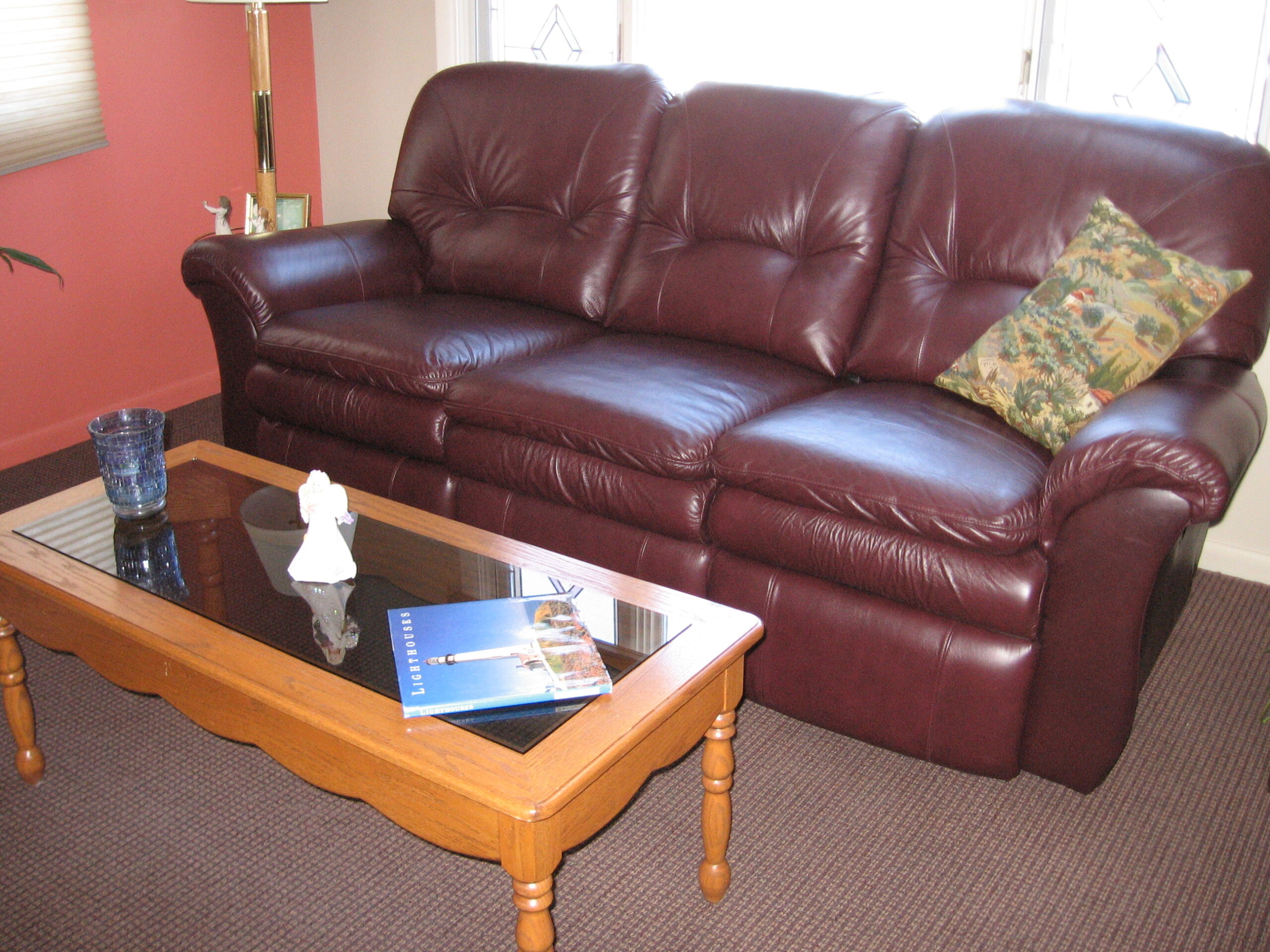 Comfortable seating area with a coffee table