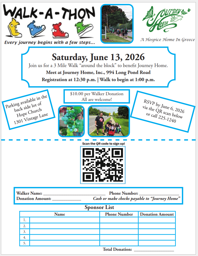 Walk-a-thon event flyer for Journey Home
