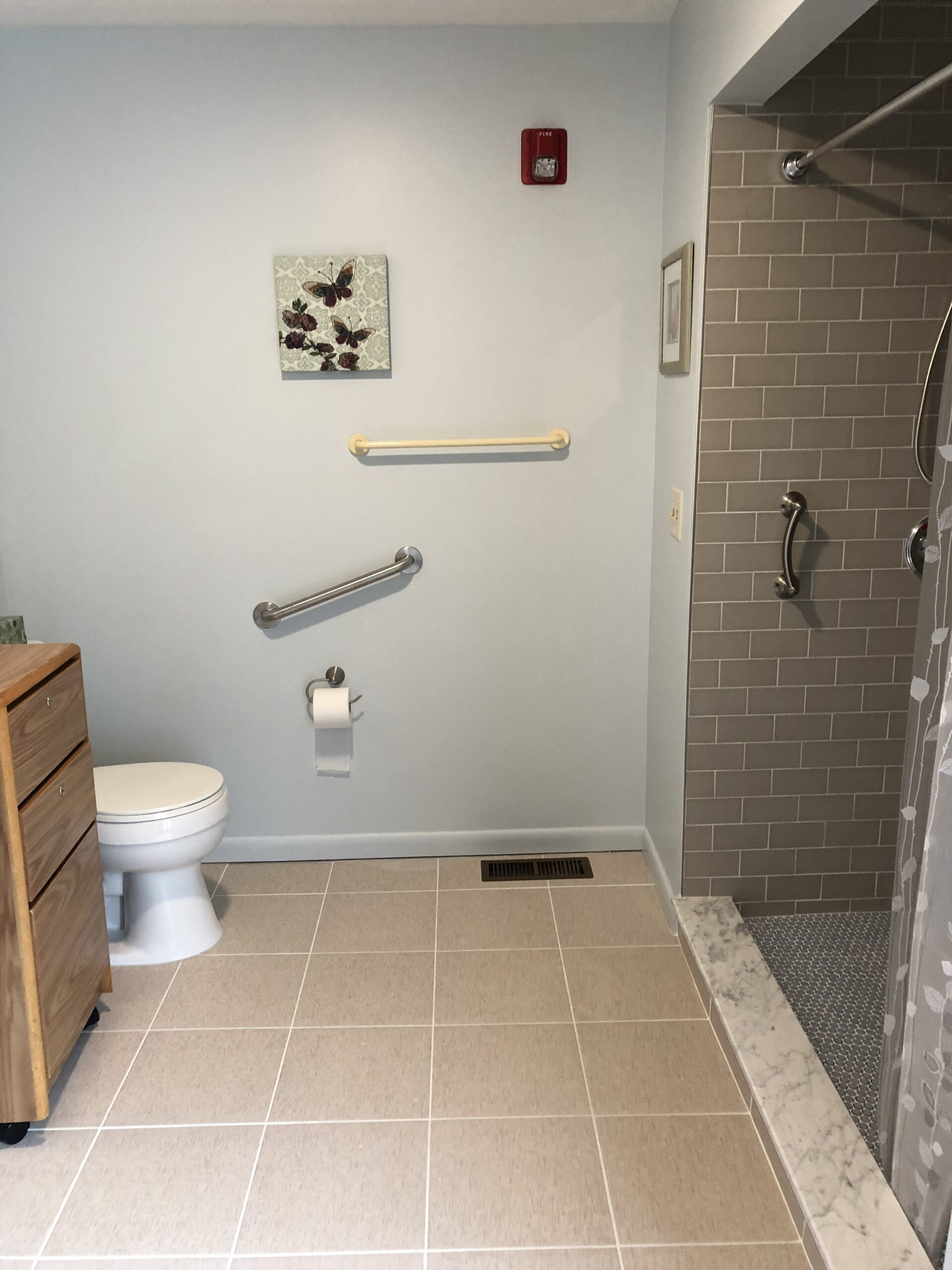 Accessible bathroom facilities with safety features