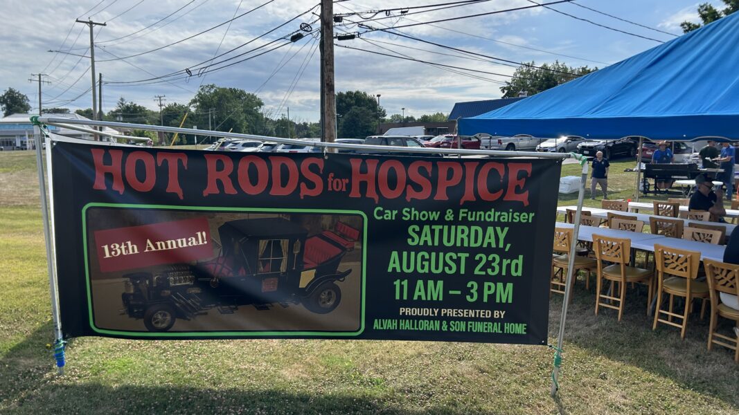 Outdoor banner for car show fundraiser event
