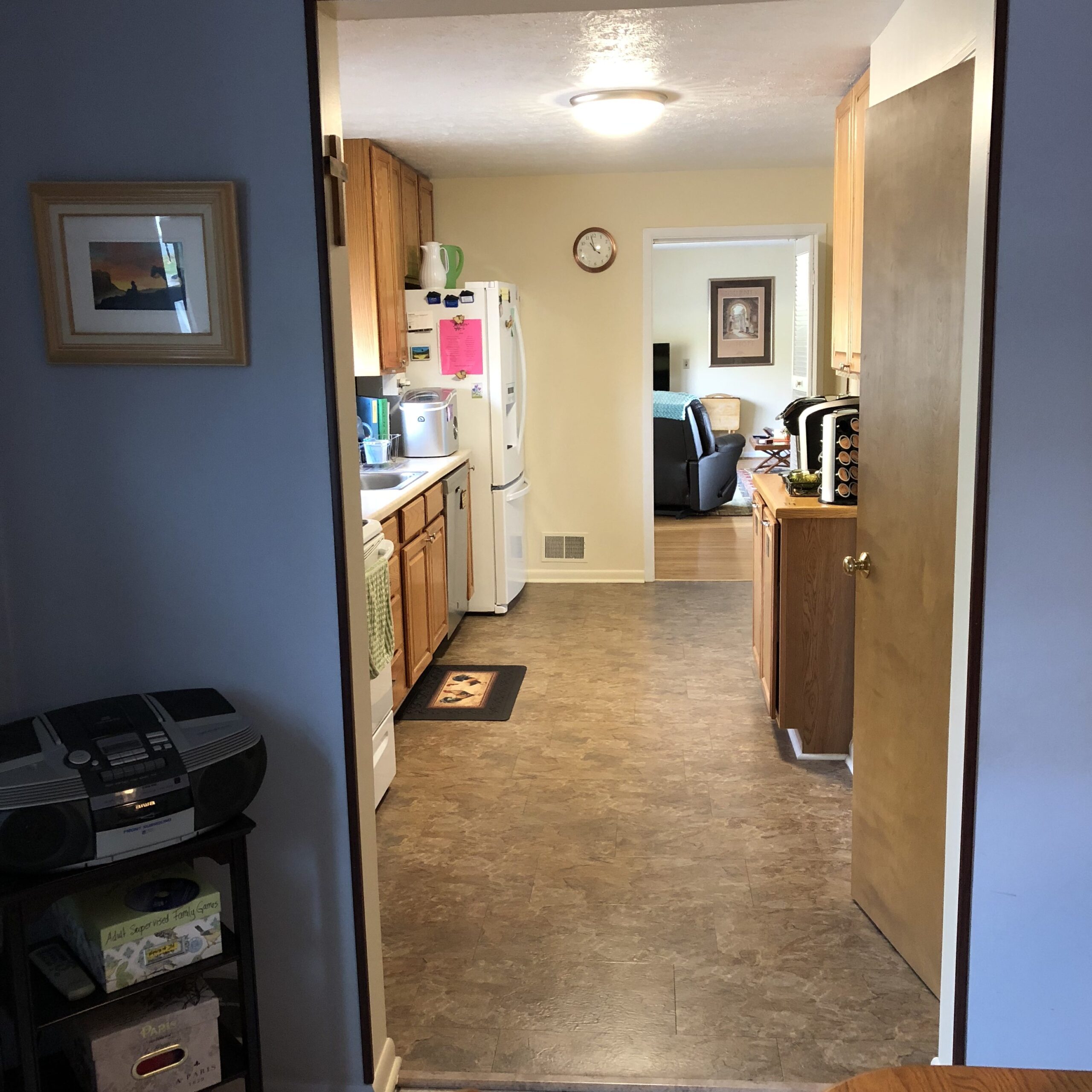 View of a cozy kitchen from the living area
