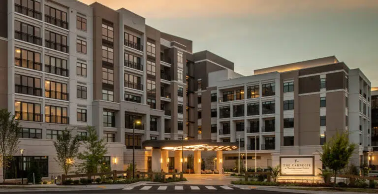 Exterior view of the assisted living facility with entrance
