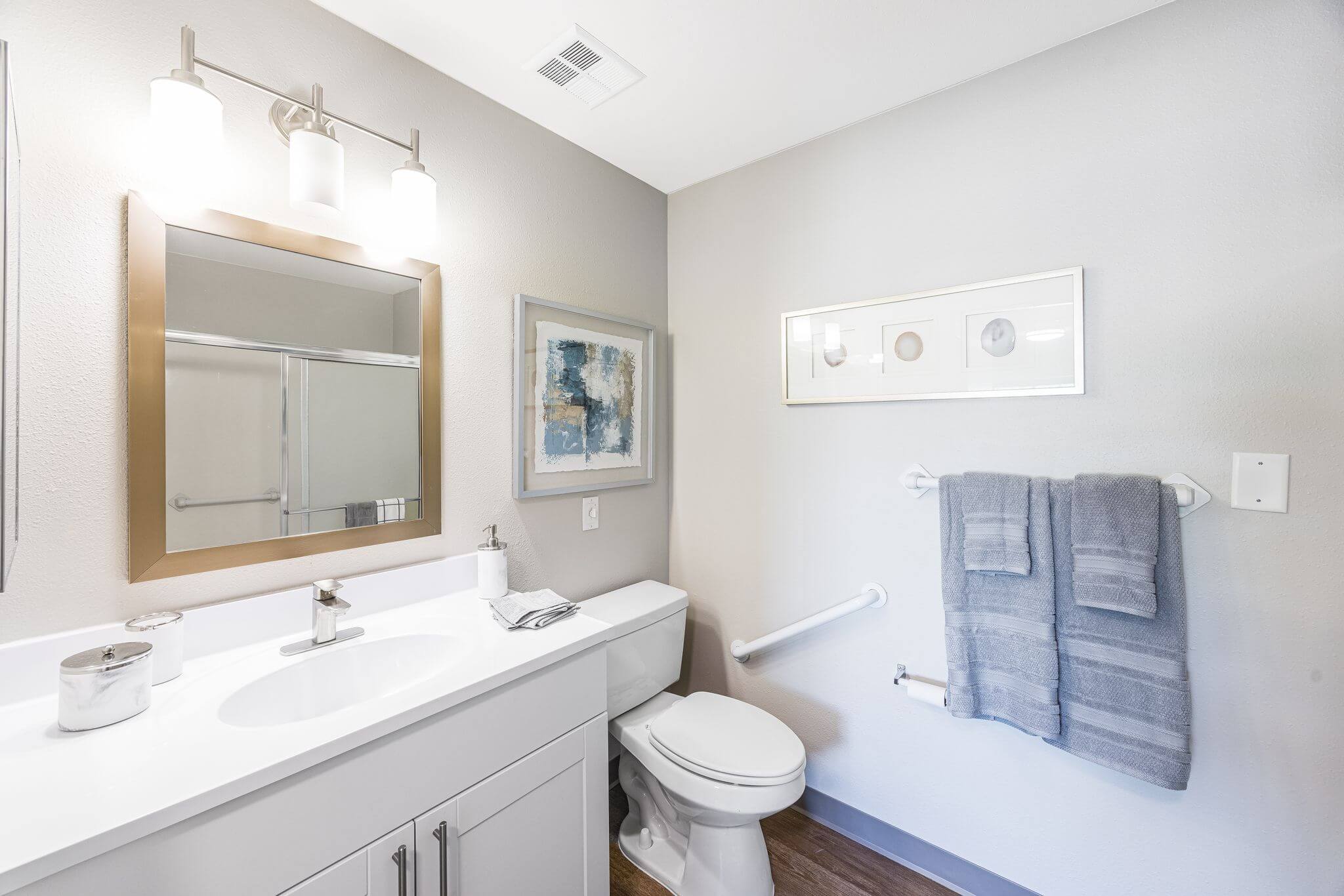 Clean and modern bathroom interior with fixtures