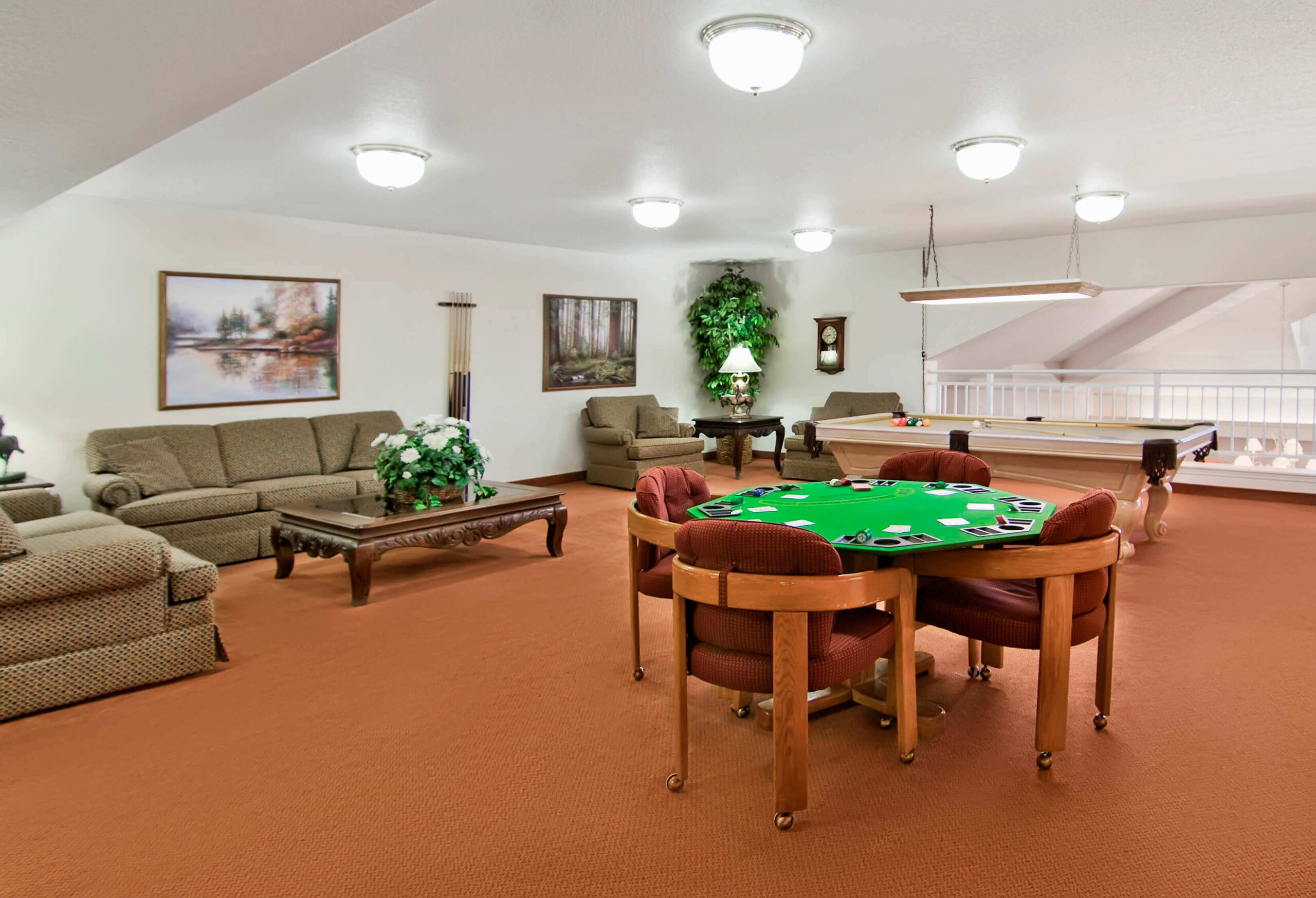 Common area with seating and card table