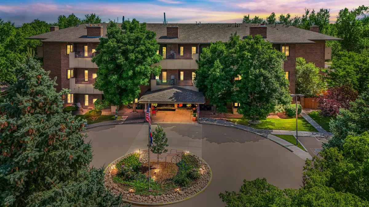 Aerial view of Parkwood Estates building and entrance