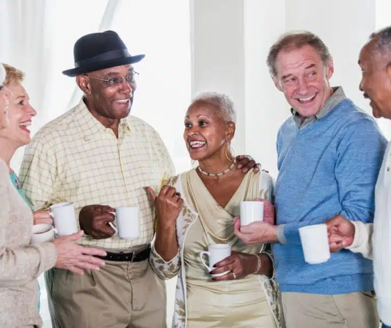 Residents enjoying conversation in a common area