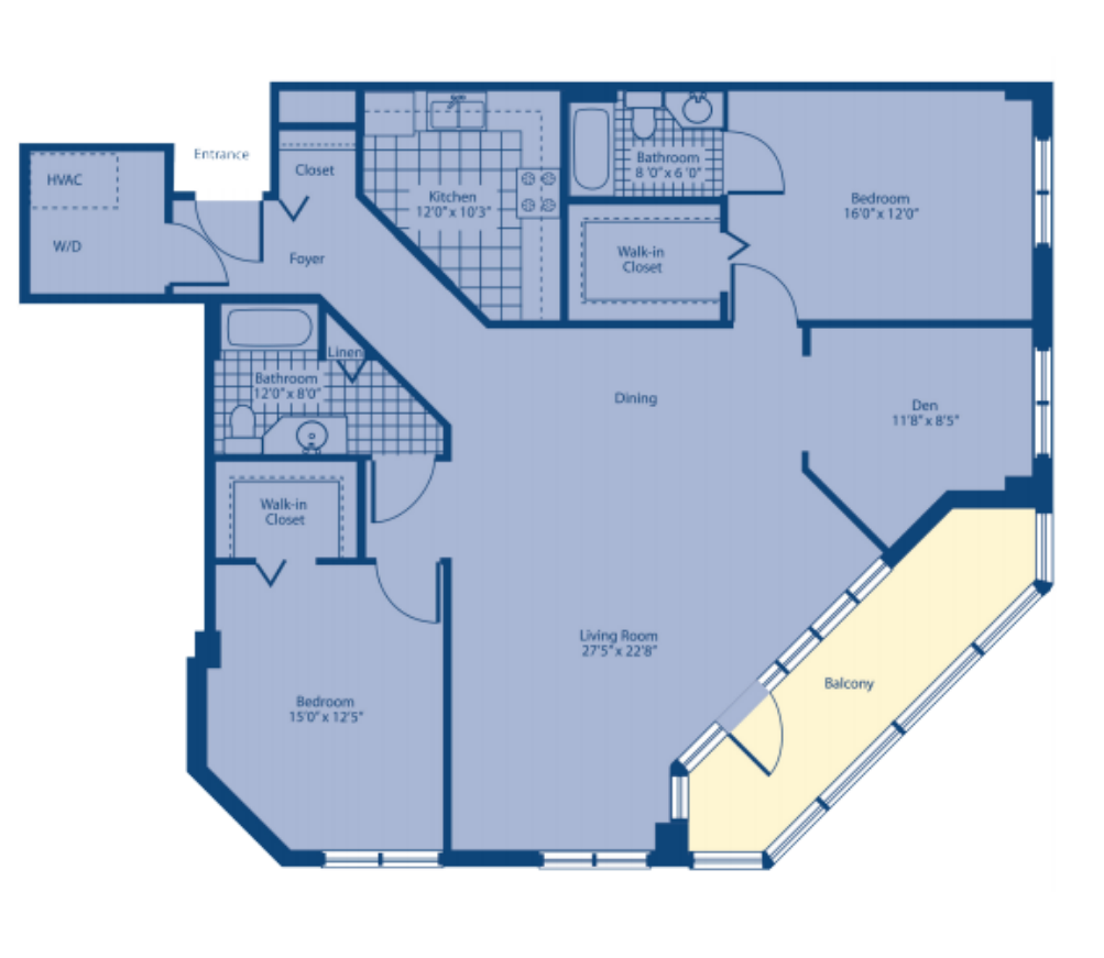Architectural floor plan of a residential unit