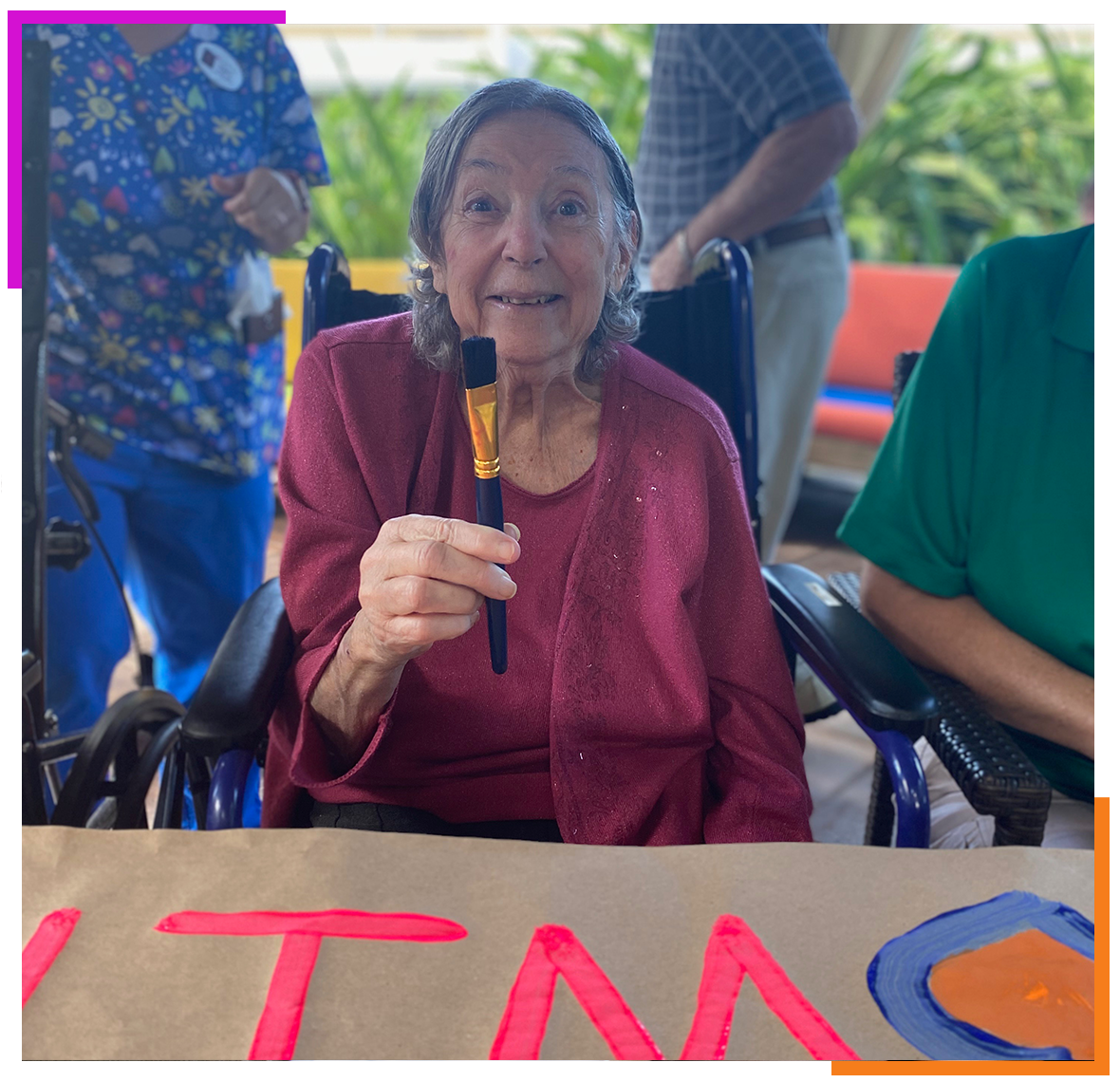 Resident painting during an arts activity