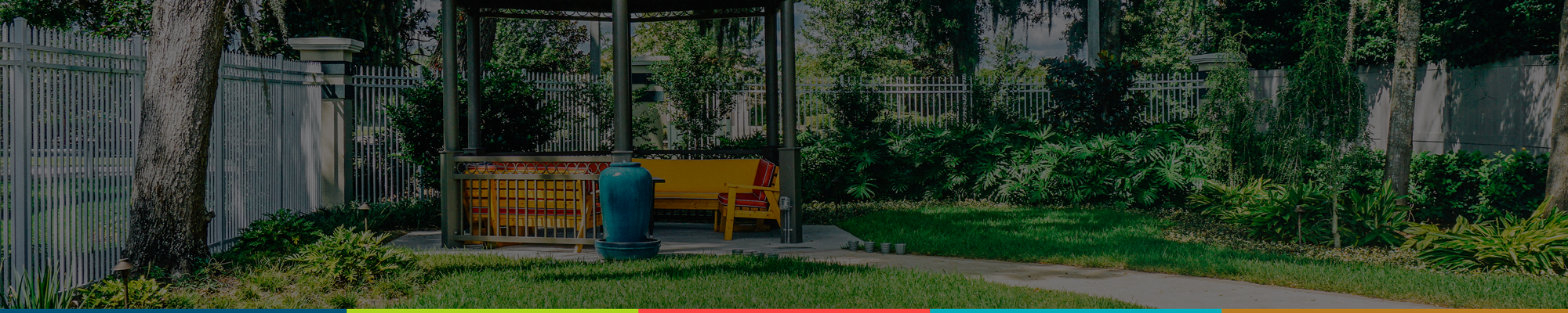 Gazebo in a lush outdoor garden area