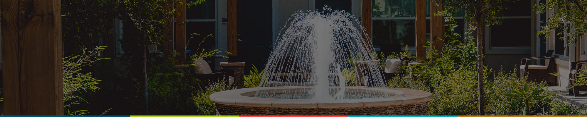 Fountain in a vibrant garden area