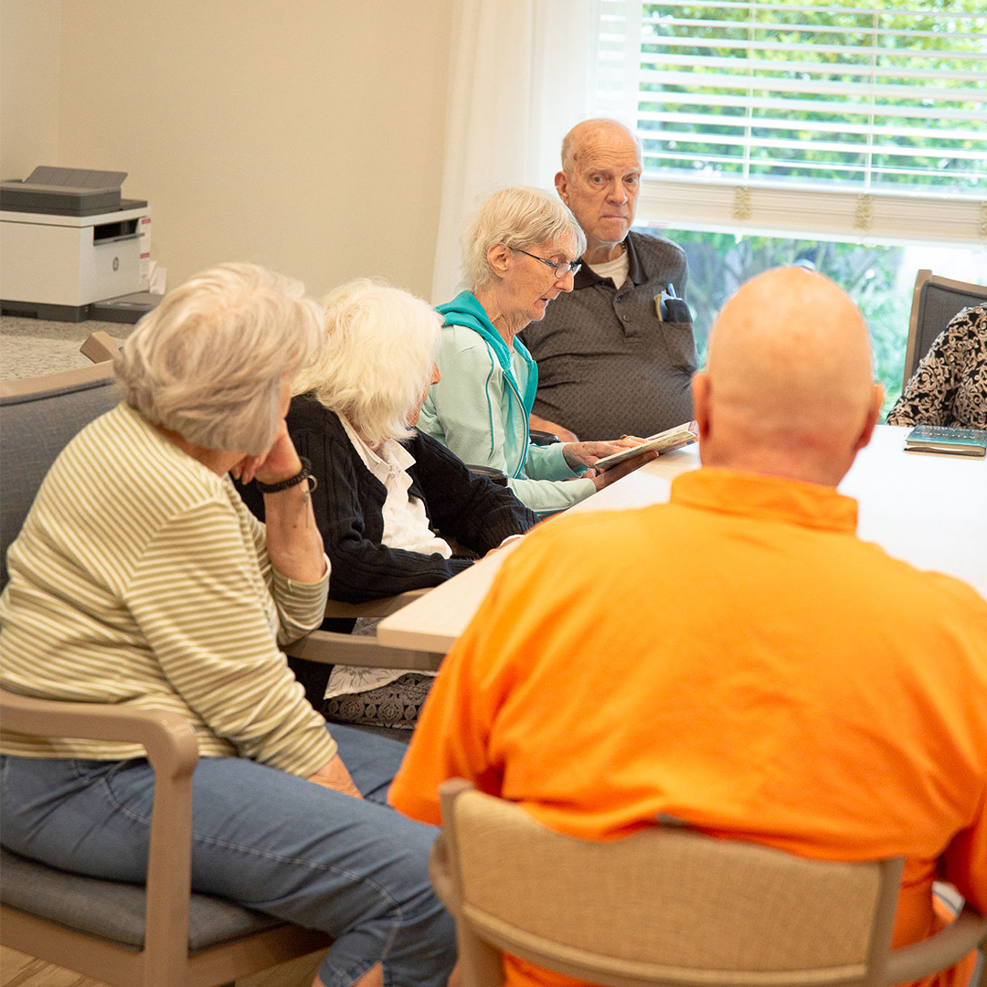 Residents engaging in a group activity indoors