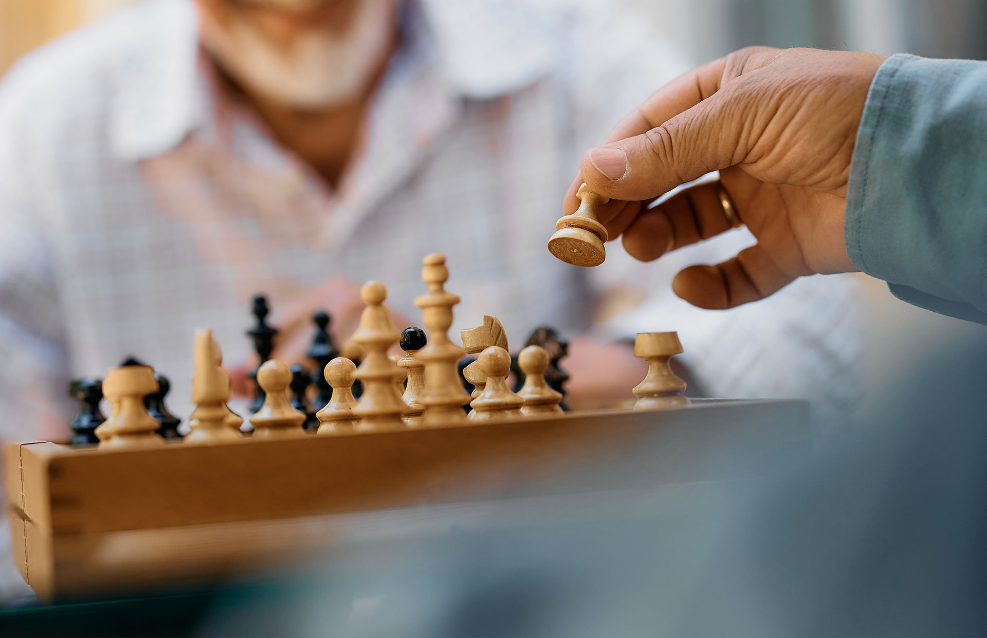 Residents engaging in a game of chess.