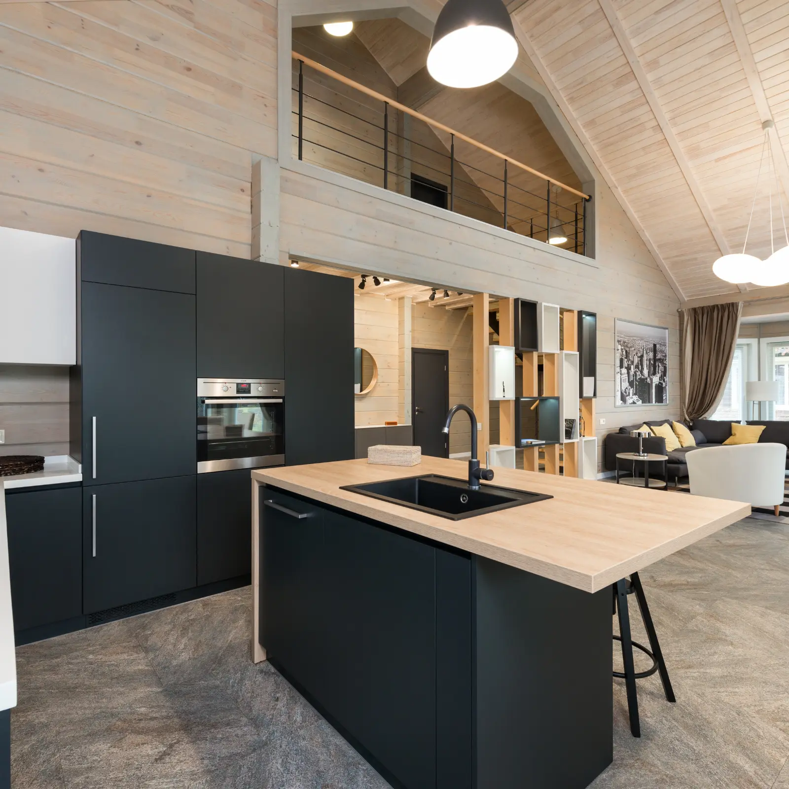 Modern kitchen area in assisted living facility