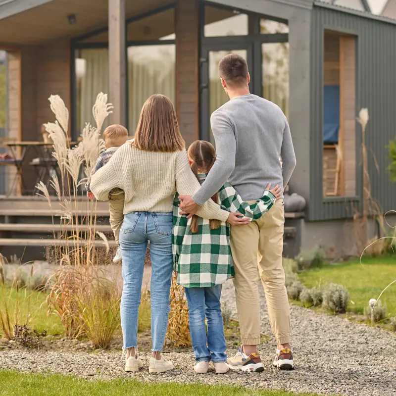 Family enjoying time outdoors at the facility.