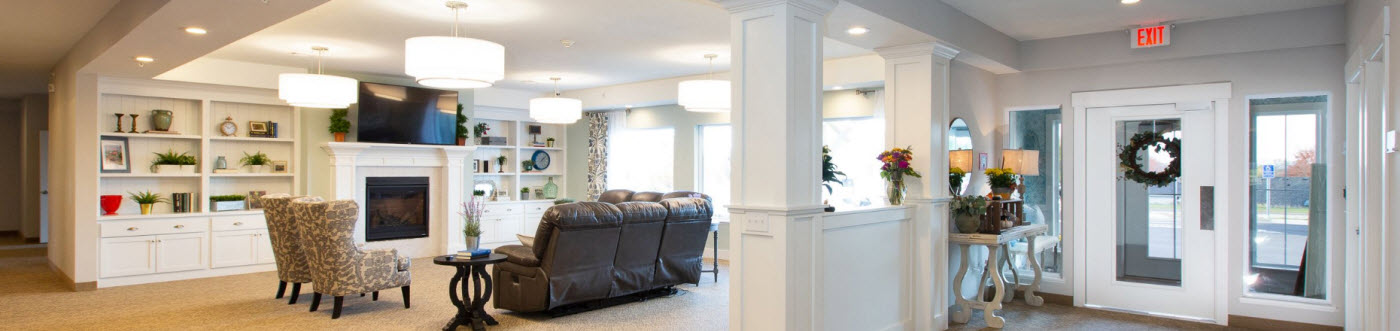 Interior view of a welcoming common area with seating