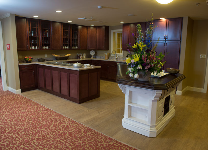 Well-decorated kitchen area in the facility