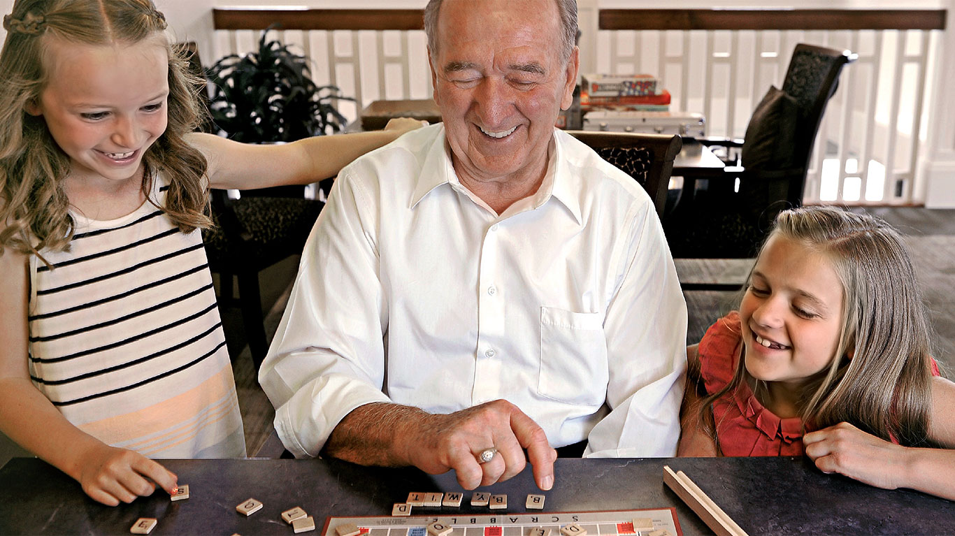 Residents enjoying a game of Scrabble together