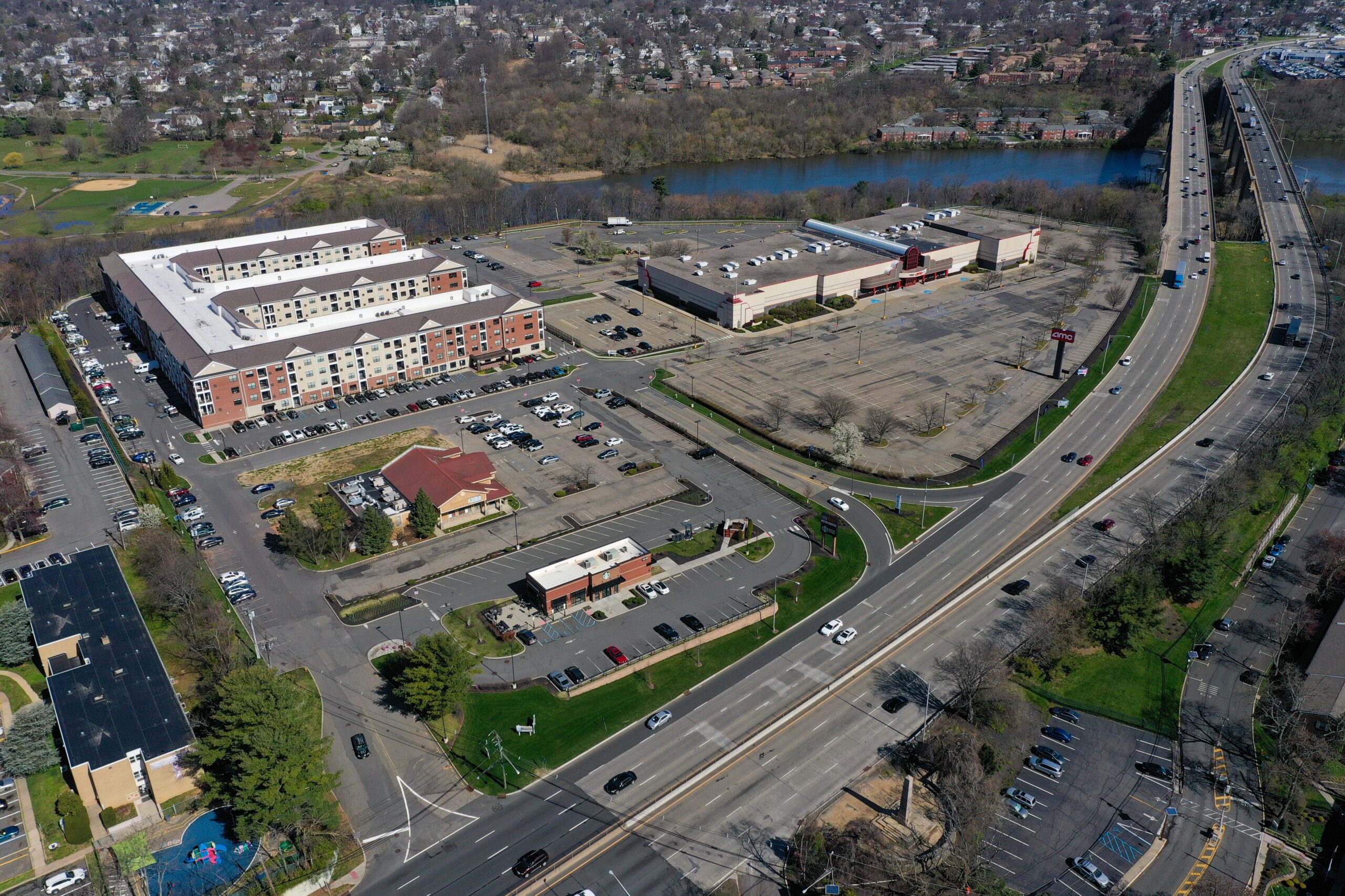 Aerial view of the Edgewood Parkwood Place campus and surrounding area