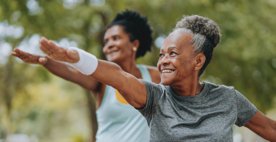 Residents engaged in outdoor exercise activity