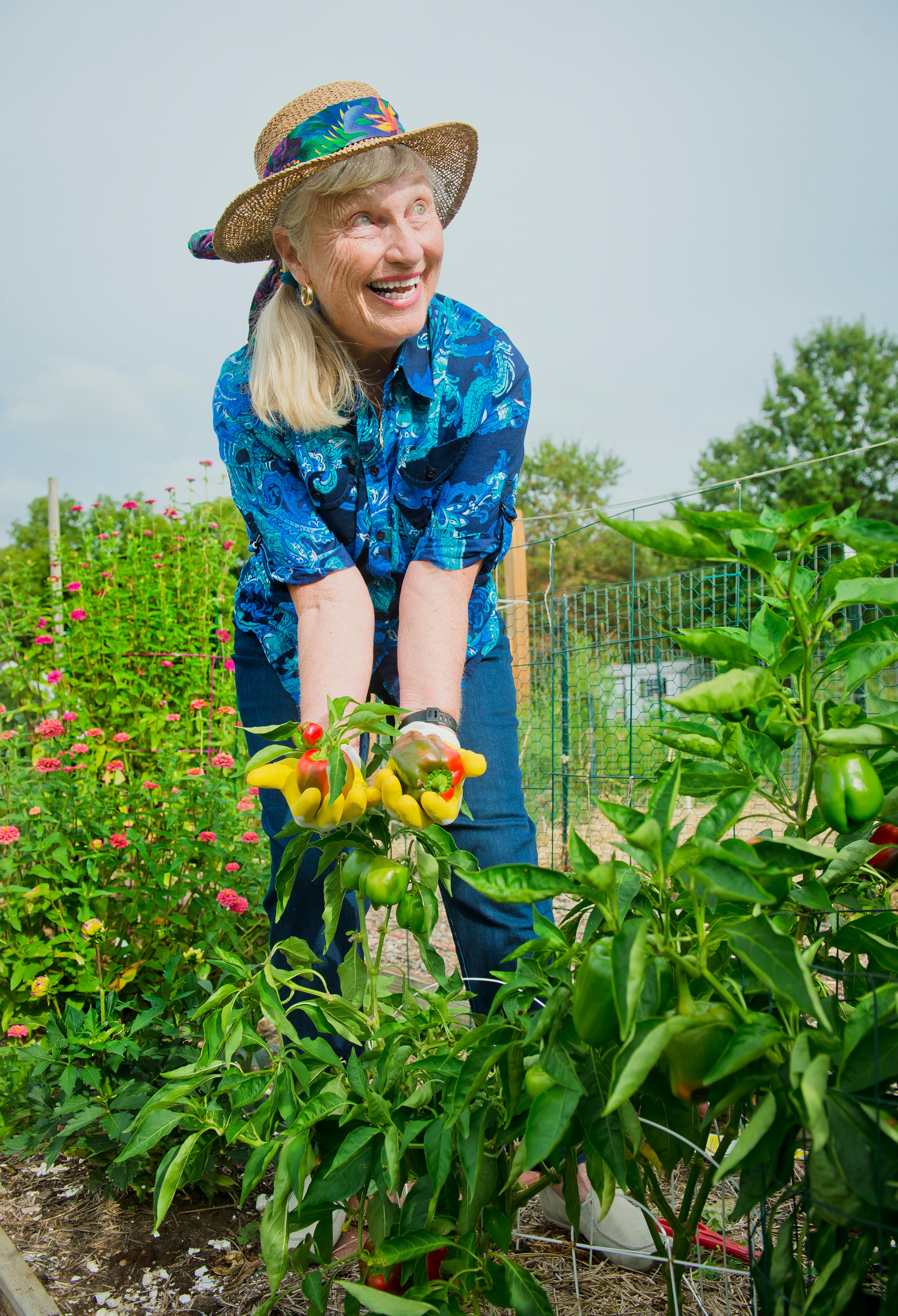 Resident gardening in a beautiful outdoor space