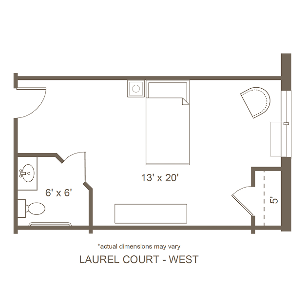 Architectural floor plan of a resident room