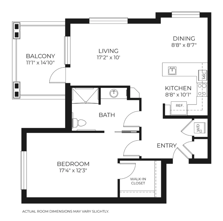 Architectural floor plan of a resident unit layout