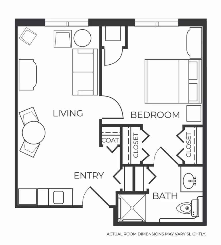 Architectural floor plan of a resident room