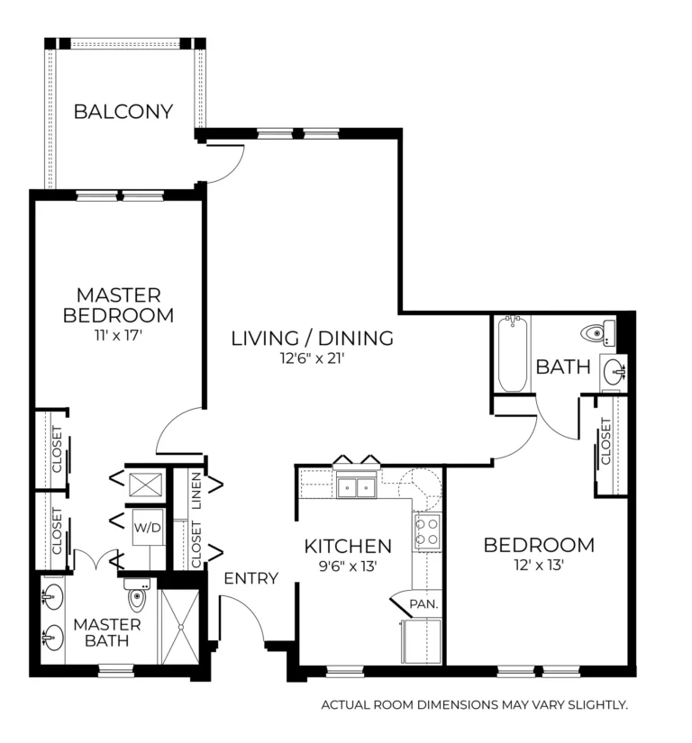 Architectural floor plan of a resident unit