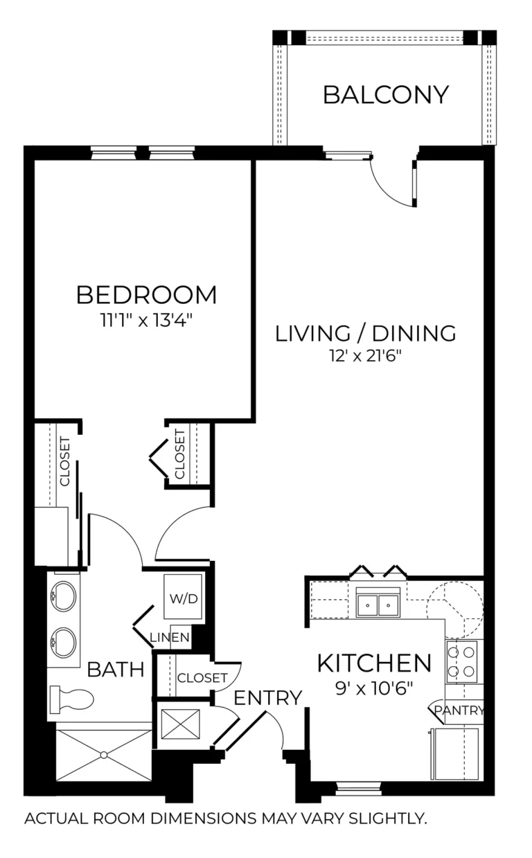 Architectural floor plan of a resident unit layout