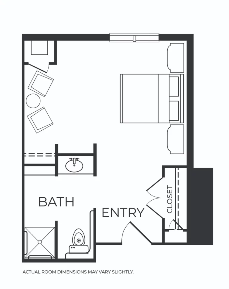 Architectural floor plan of a resident room