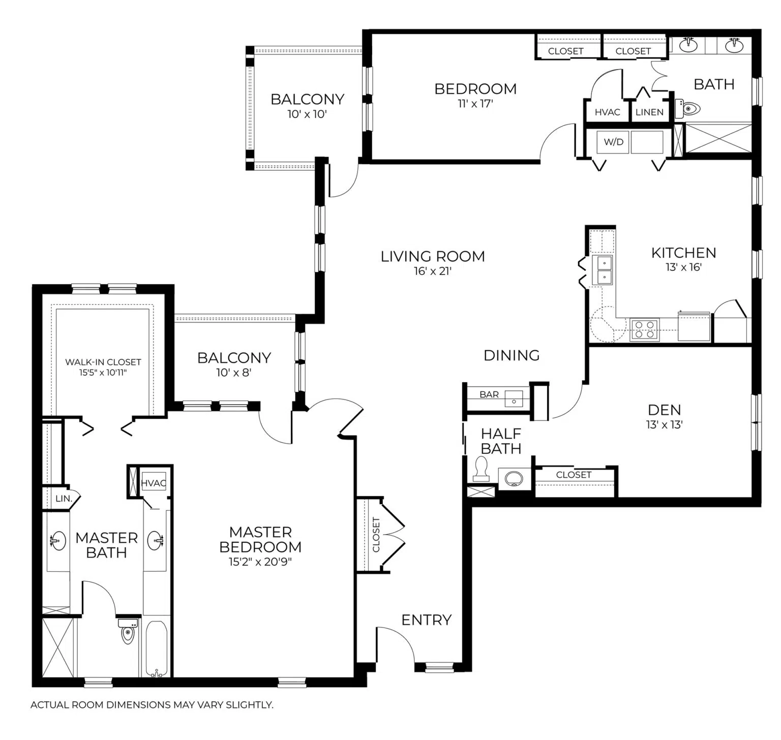Architectural floor plan of a residential unit