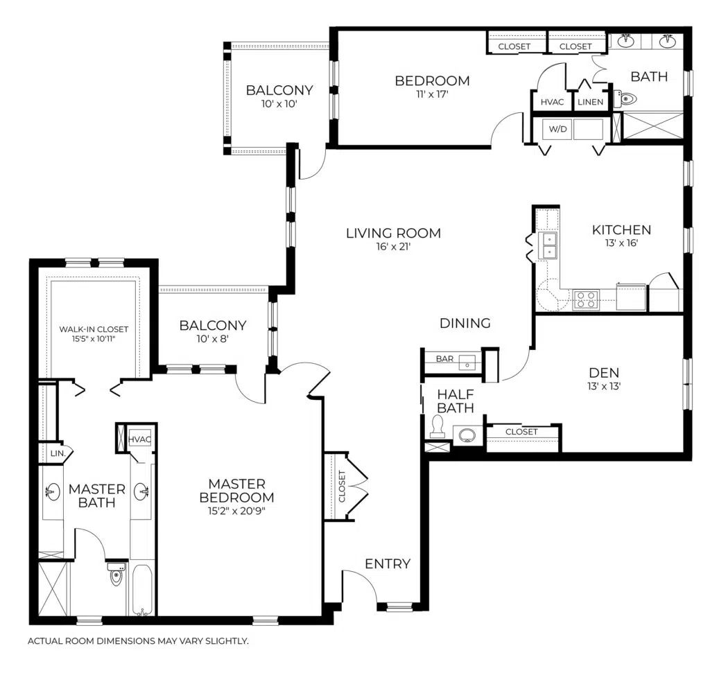 Architectural floor plan of a residential unit