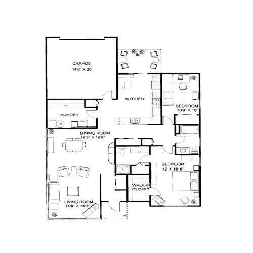 Architectural floor plan of a unit layout