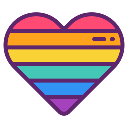 Stylized rainbow heart graphic