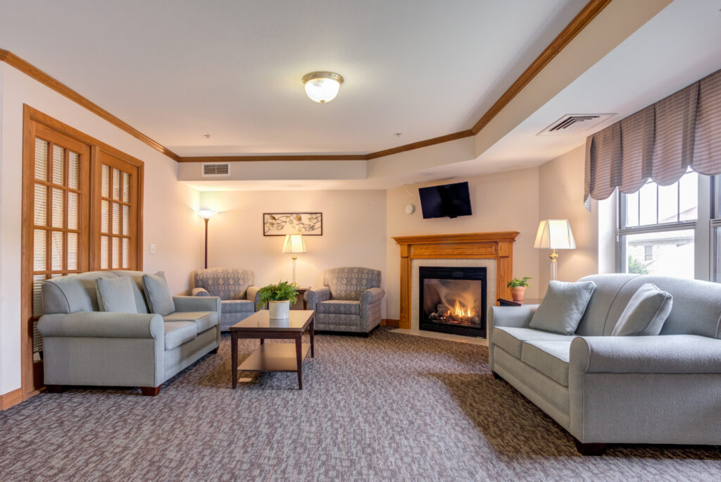 Cozy common area in a senior living facility