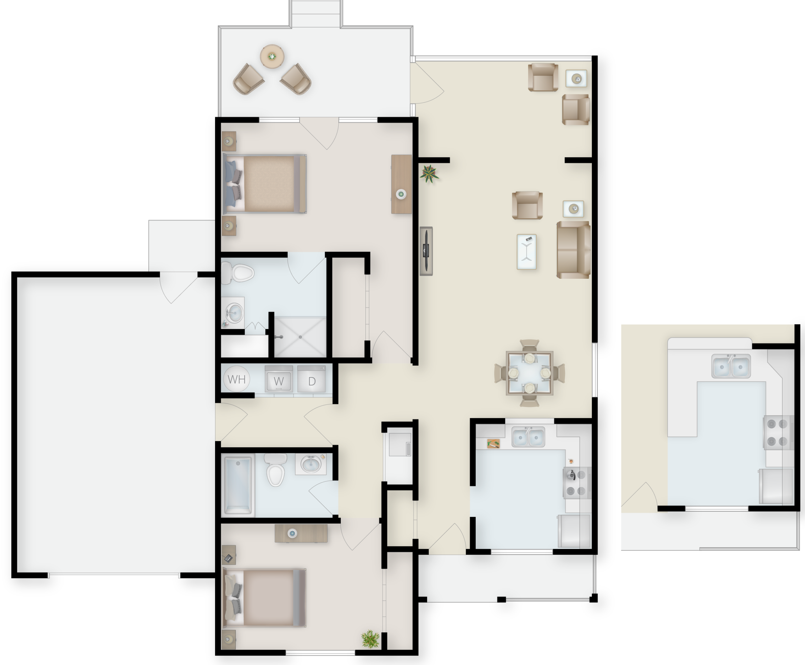 Architectural floor plan of a residential unit