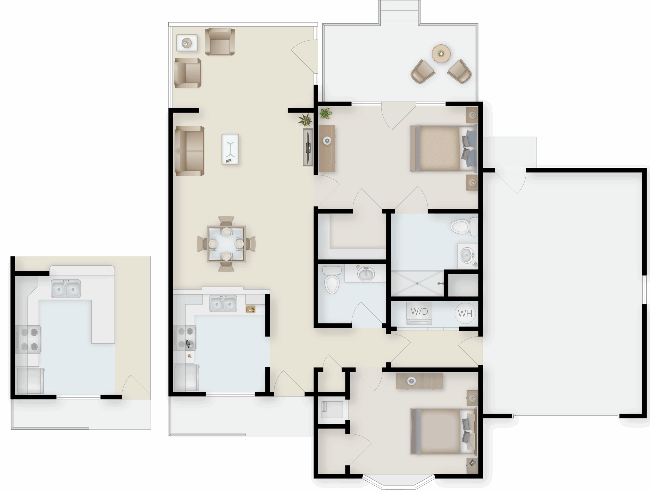 Architectural floor plan layout of a resident unit