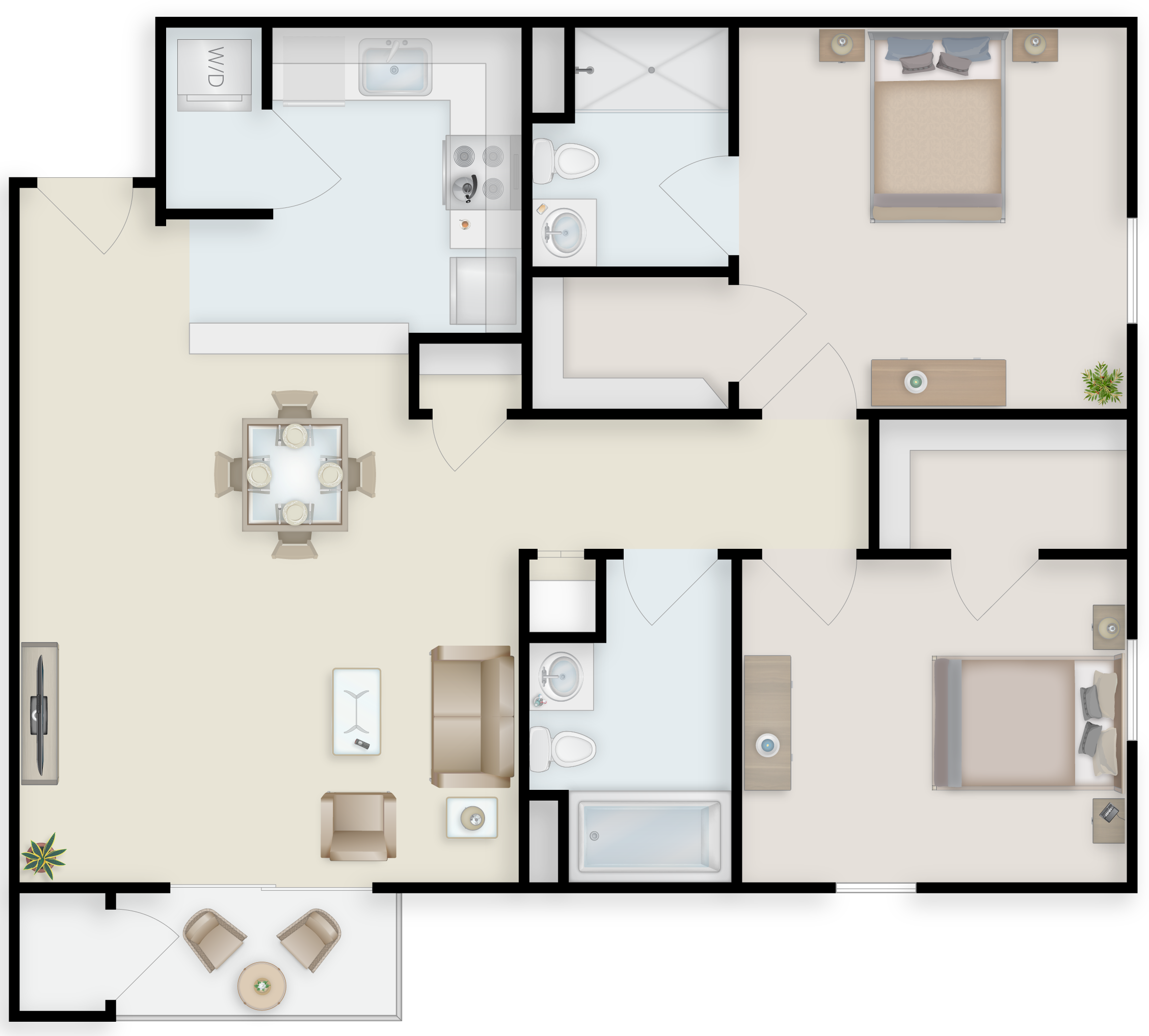 Architectural floor plan of a resident unit