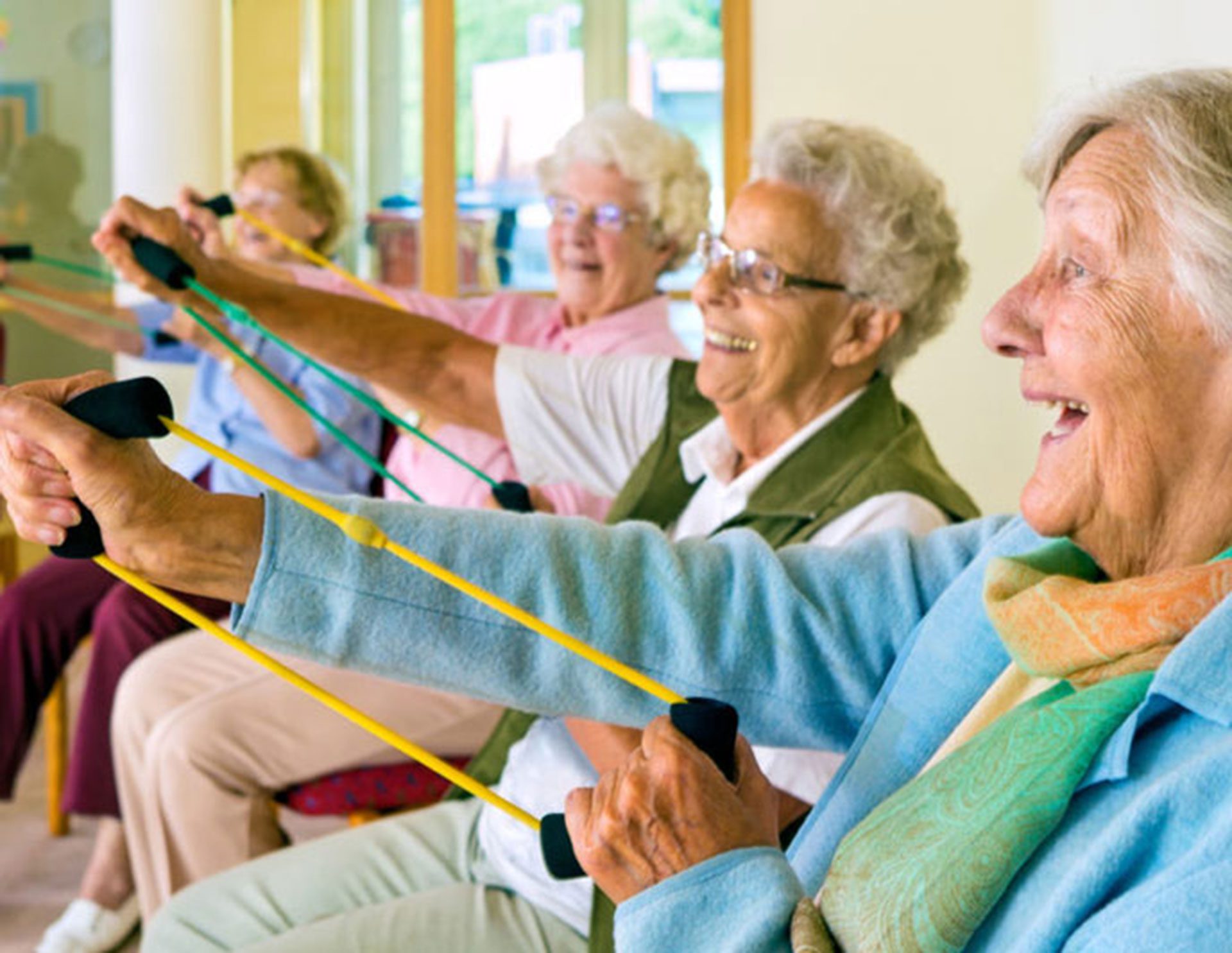 Residents engaging in a group exercise activity