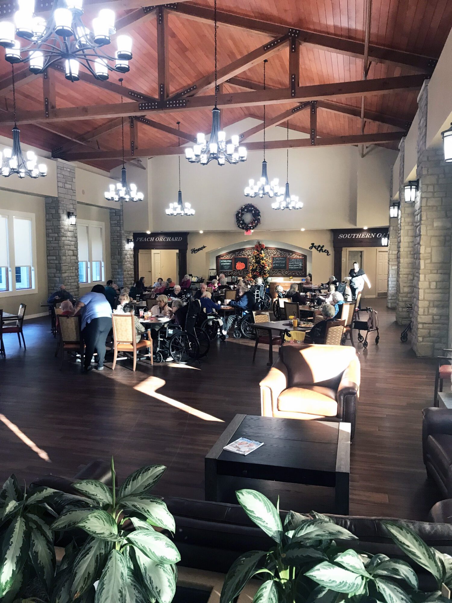 Residents enjoying time in a common area.