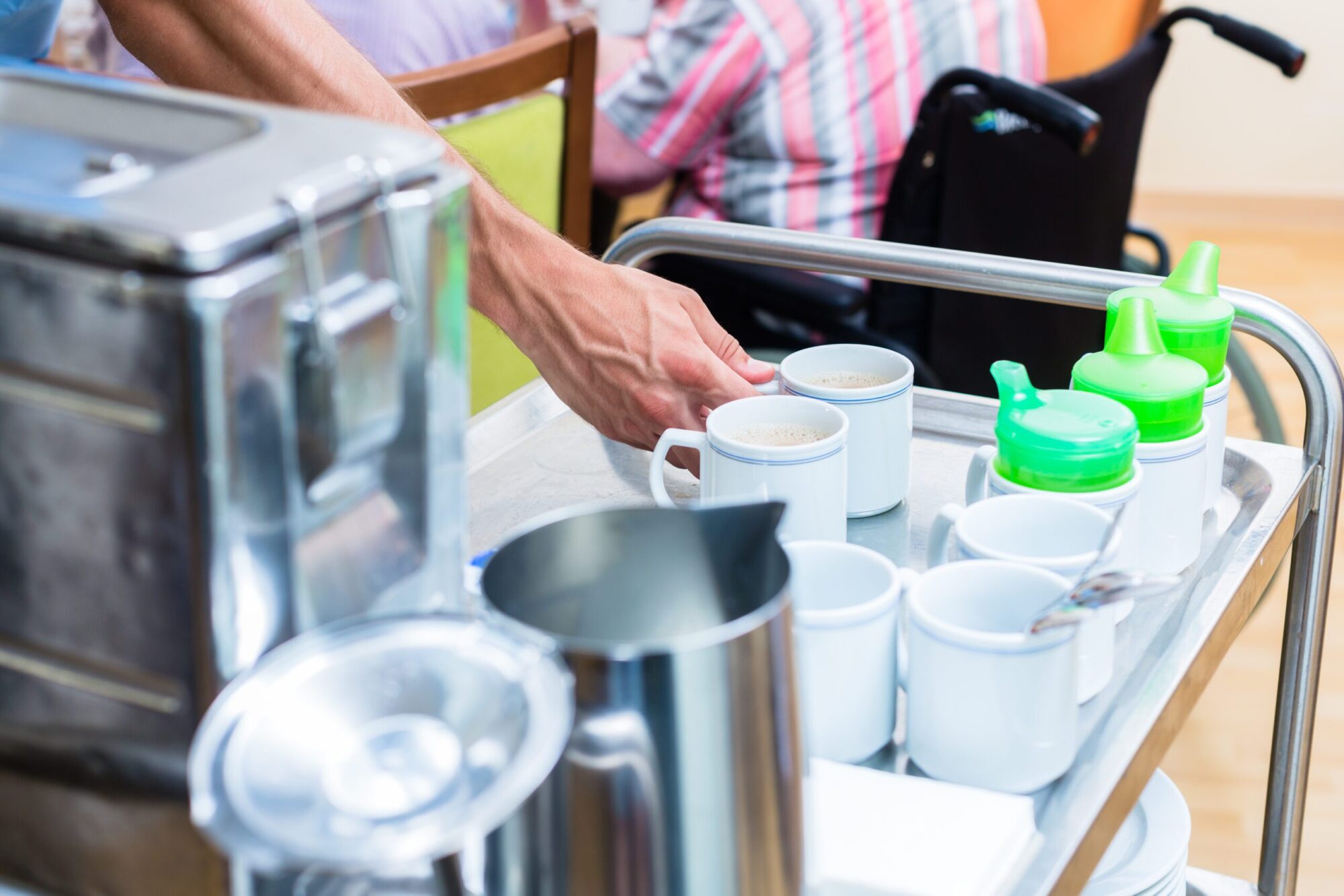 Staff serving beverages in a common area