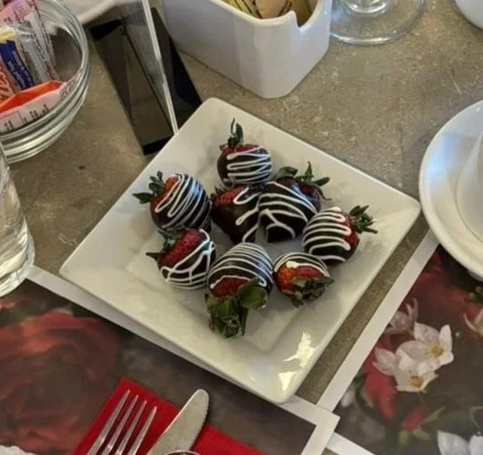 Plate of chocolate-covered strawberries