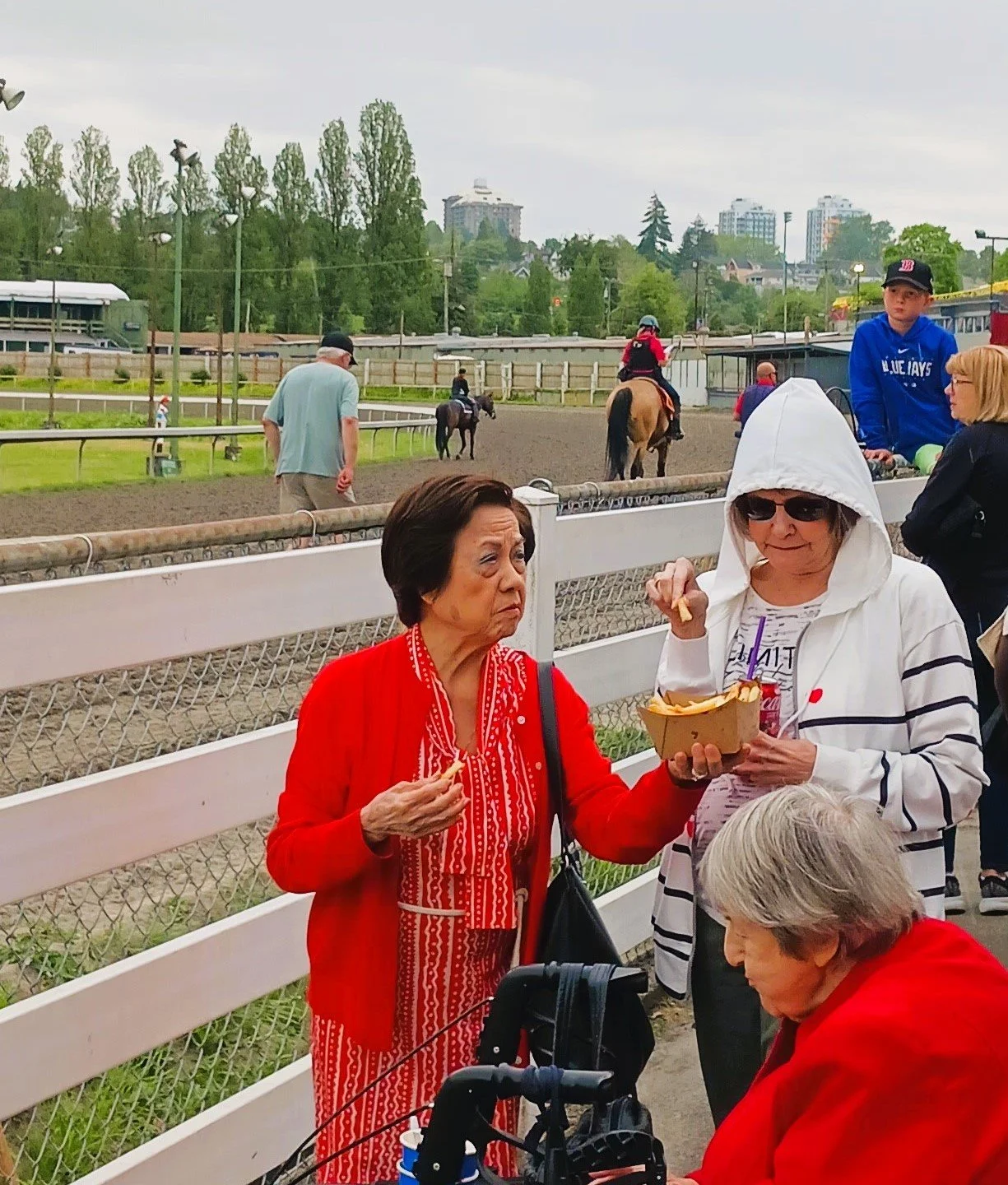 Residents enjoying an outdoor activity at a facility event.