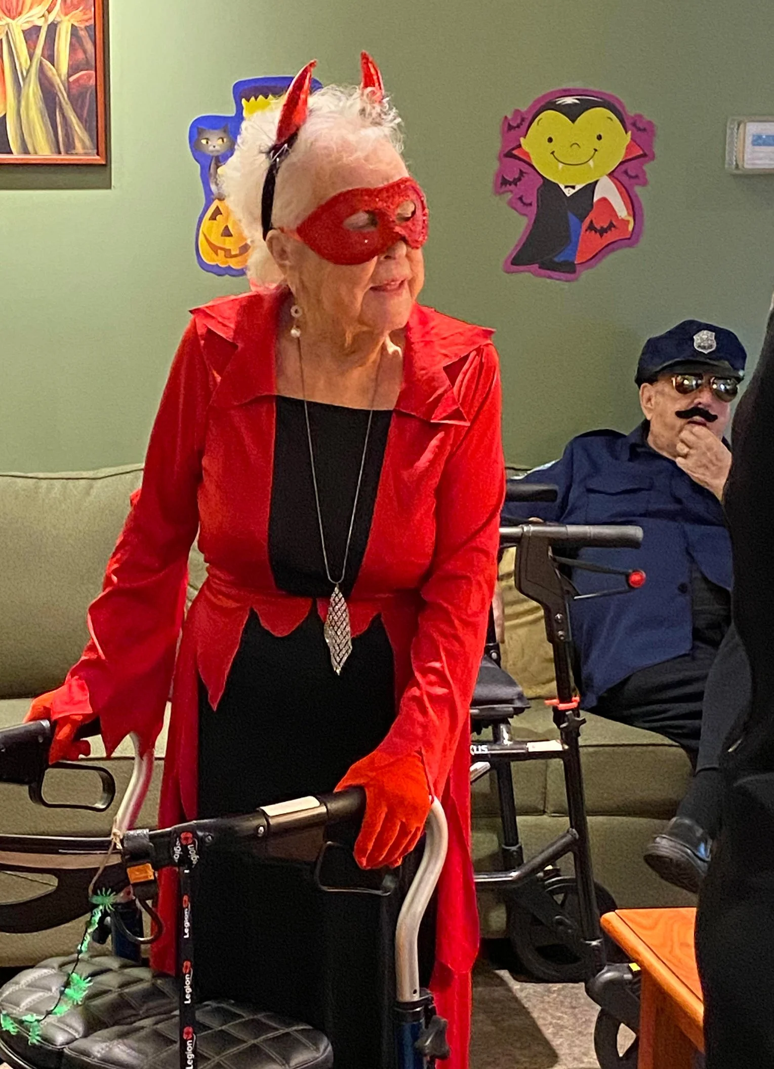 Resident dressed in costume during a celebration.